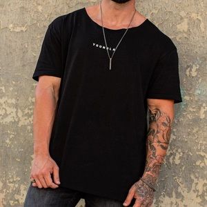 NWT YoungLA Wide Neck Raw Cut Tee